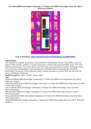 [Free Book] Bible Knowledge Commentary (2 Volume Set) (Bible Knowledge Series) B
