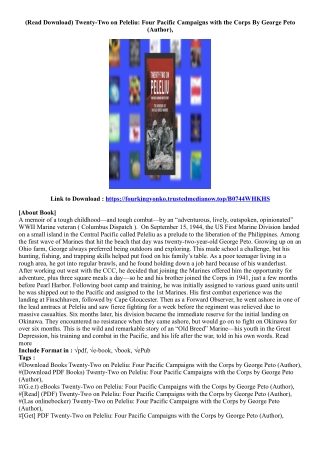(Best Ebook) Twenty-Two on Peleliu: Four Pacific Campaigns with the Corps By Geo