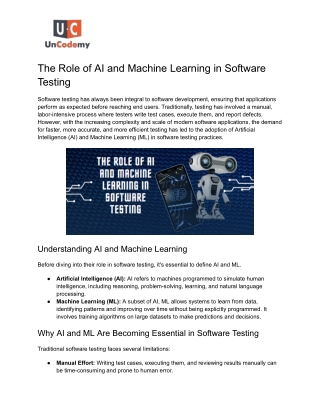 The Role of AI and Machine Learning in Software Testing