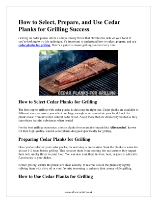 How to Select, Prepare, and Use Cedar Planks for Grilling Success