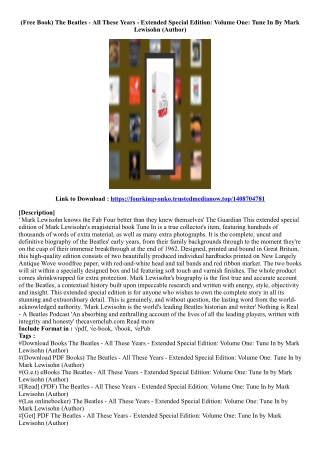 [Ebook Download] The Beatles - All These Years - Extended Special Edition: Volum