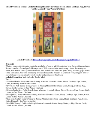 (Free Book) Storey's Guide to Raising Miniature Livestock: Goats, Sheep, Donkeys