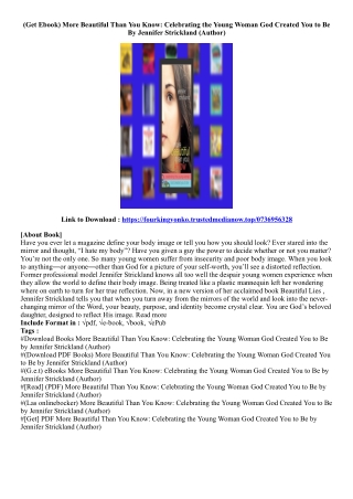 [Free Download] More Beautiful Than You Know: Celebrating the Young Woman God Cr