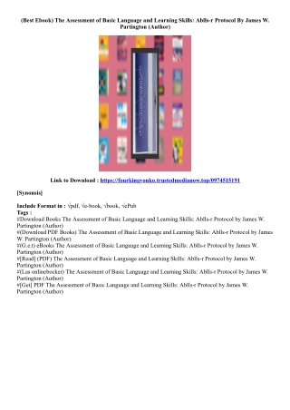 (Download) The Assessment of Basic Language and Learning Skills: Ablls-r Protoco