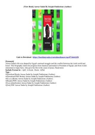 (Download) Anwar Sadat By Joseph Finklestone (Author)