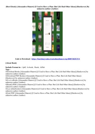 (View Book) [Alessandra Olanow]-[I Used to Have a Plan: But Life Had Other Ideas