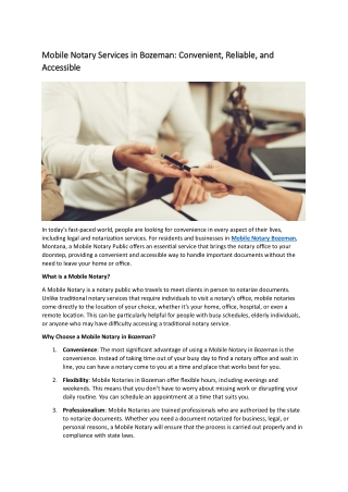 Mobile Notary Bozeman