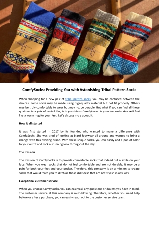 ComfySocks: Providing You With Astonishing Tribal Pattern Socks