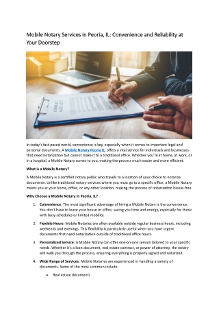 Mobile Notary Peoria IL