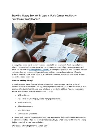 Traveling Notary Layton UT