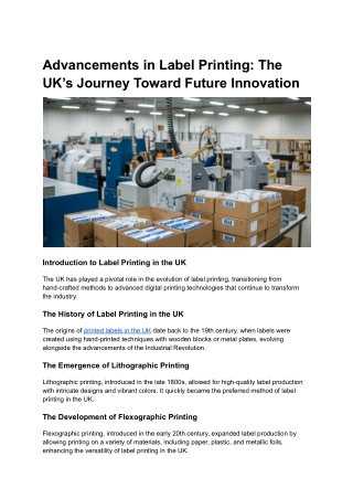 Advancements in Label Printing: The UK’s Journey Toward Future Innovation