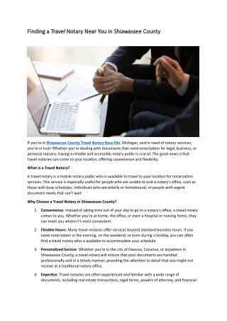 Shiawassee County Travel Notary Near Me