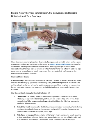 Mobile Notary Charleston SC