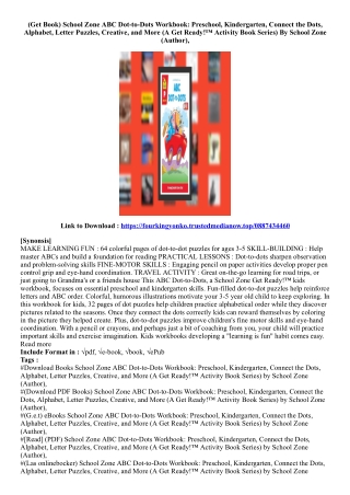 (View Book) School Zone ABC Dot-to-Dots Workbook: Preschool, Kindergarten, Conne