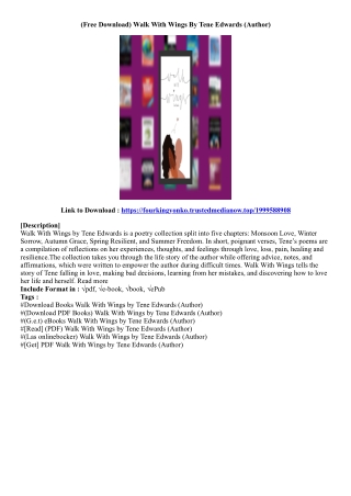 [Ebook Download] Walk With Wings By Tene Edwards (Author)