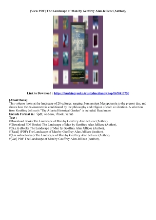 (View Book) The Landscape of Man By Geoffrey Alan Jellicoe (Author),