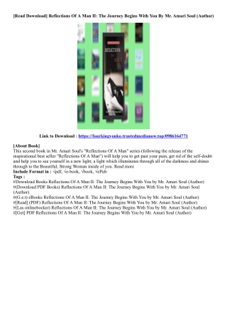 [View PDF] Reflections Of A Man II: The Journey Begins With You By Mr. Amari Sou