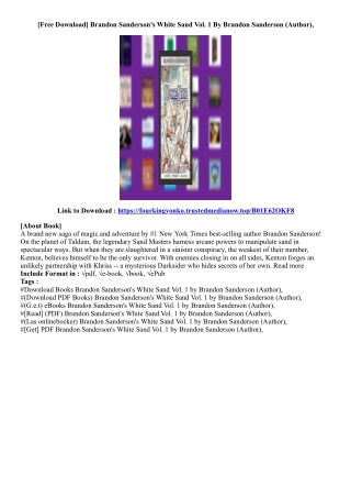 [Best Ebook] Brandon Sanderson's White Sand Vol. 1 By Brandon Sanderson (Author)