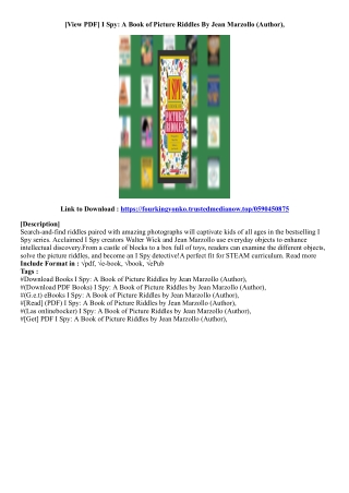 (Get Access Book) I Spy: A Book of Picture Riddles By Jean Marzollo (Author),