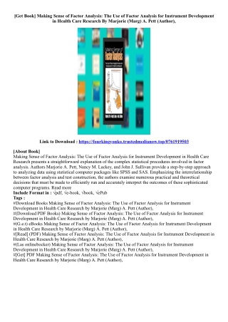 (Kindle Book) Making Sense of Factor Analysis: The Use of Factor Analysis for In