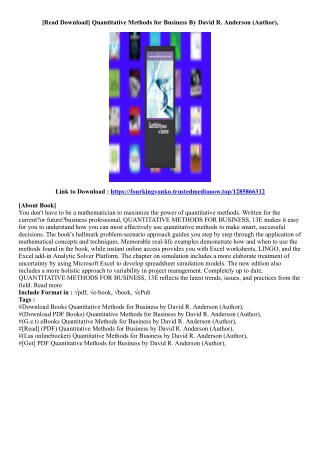 [Free Book] Quantitative Methods for Business By David R. Anderson (Author),