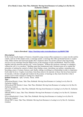 [View PDF] I, Isaac, Take Thee, Rebekah: Moving from Romance to Lasting Love By