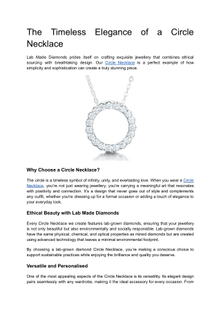 The Timeless Elegance of a Circle Necklace