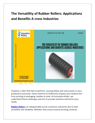 The Versatility of Rubber Rollers Applications and Benefits A cross Industries