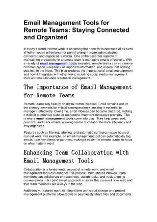 Email Management Tools for Remote Teams Staying Connected and Organized