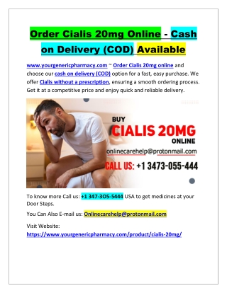 Order Cialis 20mg Online - Cash on Delivery (COD) Available