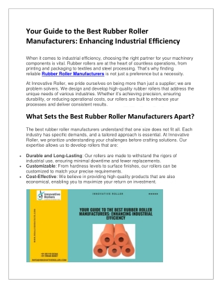 Your Guide to the Best Rubber Roller Manufacturers Enhancing Industrial Efficiency