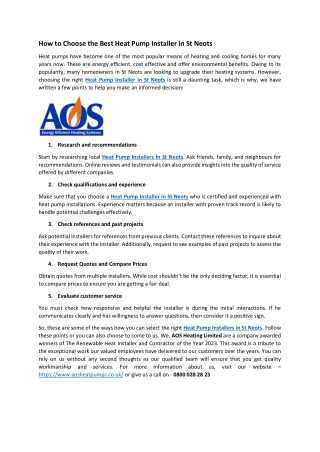 How to Choose the Best Heat Pump Installer in St Neots
