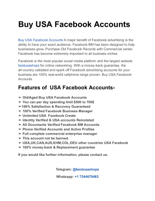 Buy USA Facebook Accounts