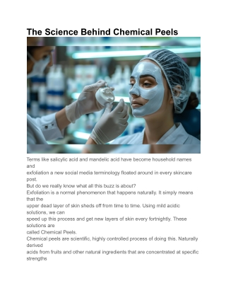 Best chemical peel treatment in Bangalore