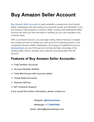 Buy Amazon Seller Account