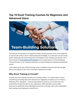 Top 10 Excel Training Courses for Beginners and Advanced Users
