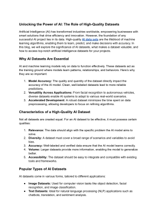 Unlocking the Power of AI_ The Role of High-Quality Datasets