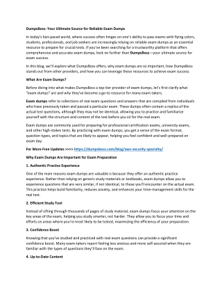 DumpsBoss Exam Dumps: For the Serious Student