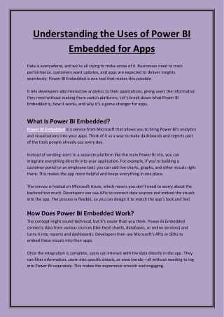 Power BI Embedded: Simplifying Data Visualization for Developers