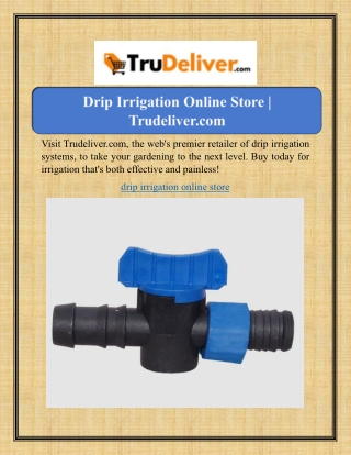 Drip Irrigation Online Store | Trudeliver.com