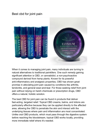 Best cbd for joint pain