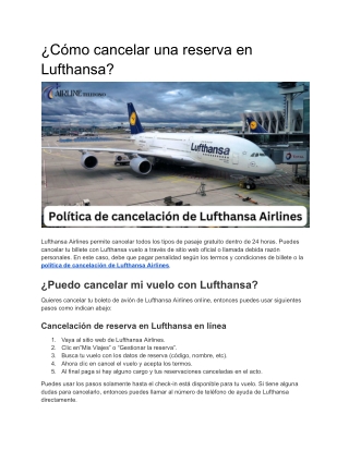 ¿Cómo cancelar una reserva en Lufthansa