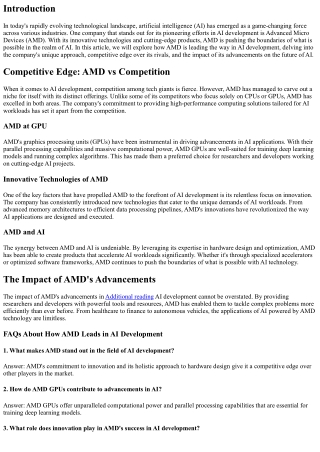How AMD is Leading the Way in AI Development