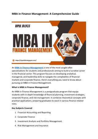 MBA in Finance Management