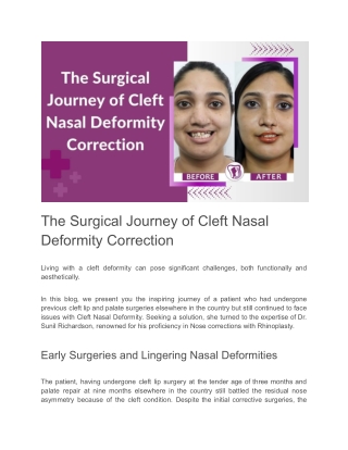 Cleft nasal deformity correction in Nagercoil