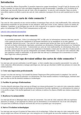 La carte de visite connectée : un outil essentiel pour les start-ups