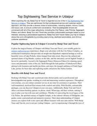 Top Sightseeing Taxi Service in Udaipur