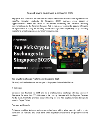 Top pick crypto exchanges in singapore 2025