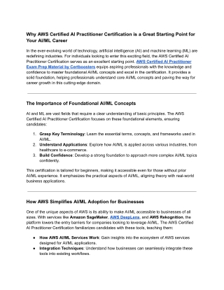 Why AWS Certified AI Practitioner Certification is the Perfect Start for Your AI