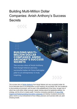 Anish Anthony: Secret of Building Multi-Million Dollar Companies